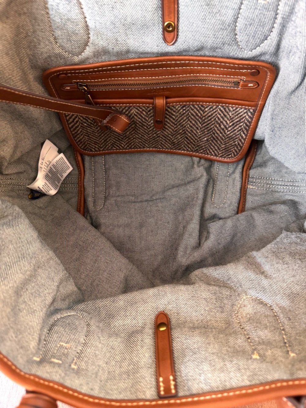 RALPH LAUREN POLO tweed and leather tote, one size, NWOT - Picture 8 of 16